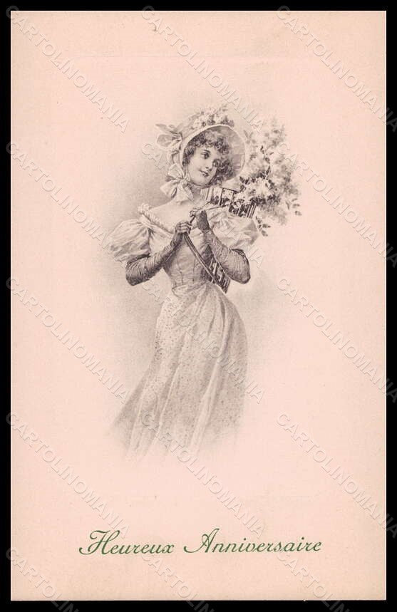 Artist Signed Lady Flowers Viennoise MM Vienne serie 276 postcard VK5673 – fronte