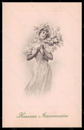 Artist Signed Lady Flowers Viennoise MM Vienne serie 276 postcard VK5673 – fronte