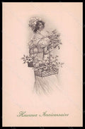 Artist Signed Lady Flowers Viennoise MM Vienne serie 276 postcard VK5674 – fronte