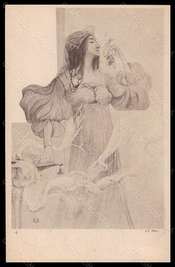 Artist Signed Orazi Lady Art Nouveau Viennoise L H Paris postcard VK5675 – fronte