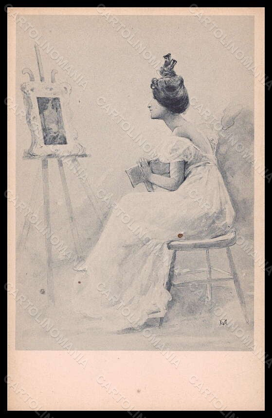 Artist Signed Illustratori Orazi Lady Art Nouveau Viennoise postcard VK5679 – fronte