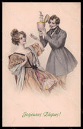 Artist Signed Romantic Couple Easter Egg Rabbit MM Vienne 302 postcard VK5681 – fronte