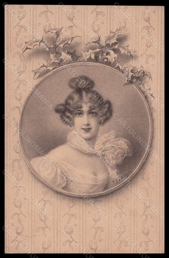 Artist Signed Wichera Lady Christmas Viennoise MM Vienne serie 229 pc VK5684 – fronte