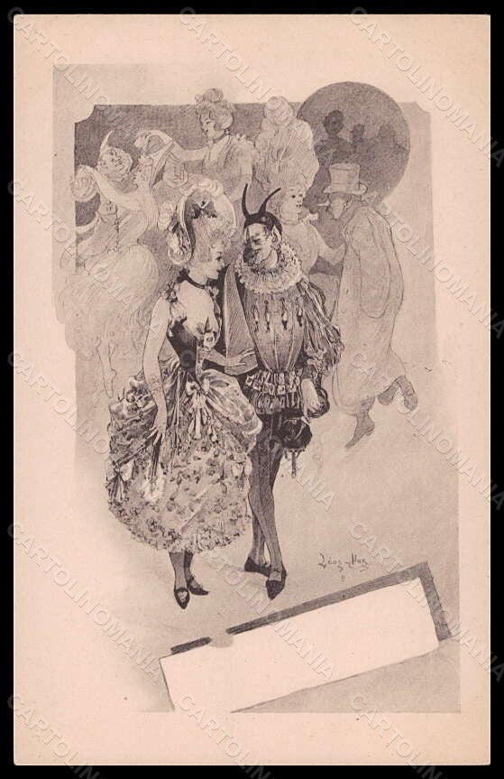 Artist Signed Illustratori Leon Max Lady Carnival Dance postcard VK5689 – fronte