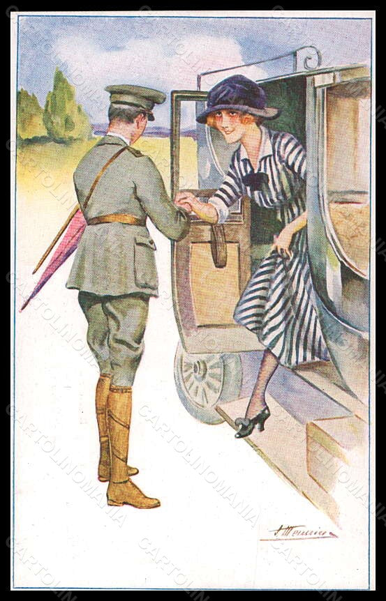 Artist Signed S. Meunier Lady Soldier Histoire d'un Flirt serie 56-4 pc VK5702 – fronte