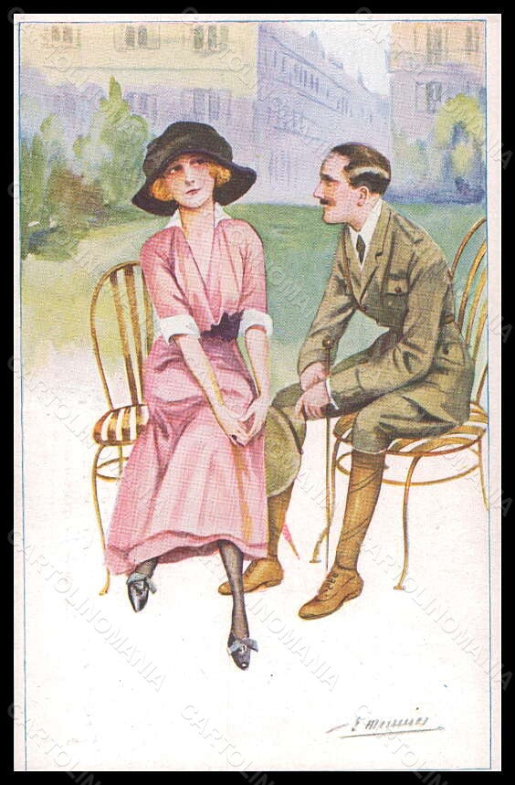 Artist Signed S. Meunier Lady Soldier Histoire d'un Flirt serie 56-3 pc VK5704 – fronte