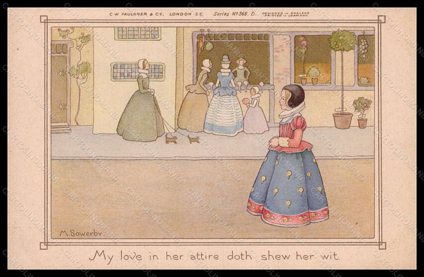 Artist Signed M. Sowerby Young Girl Faulkner serie 568-D postcard VK5721 – fronte