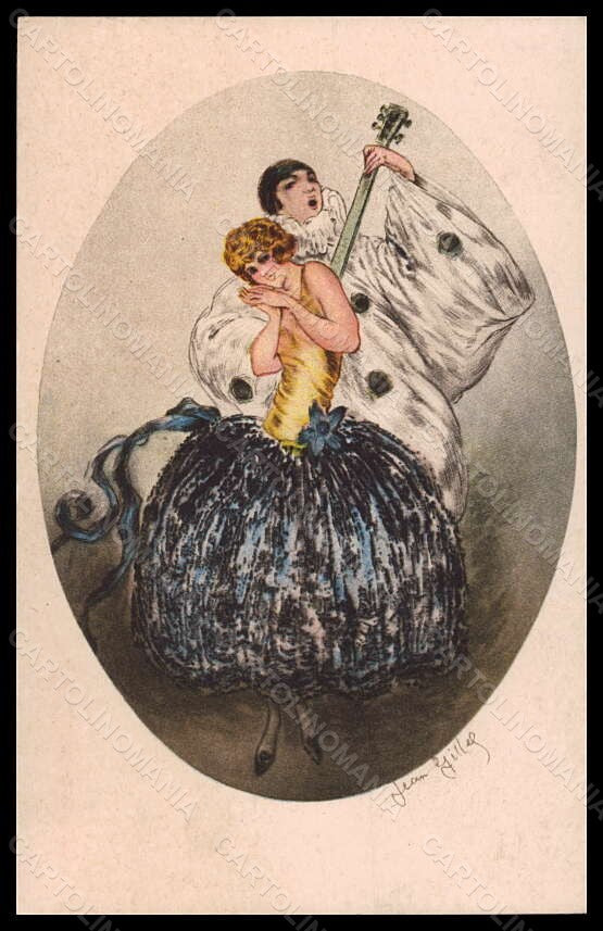 Artist Signed Illustratori Jean Gilles Lady Pierrot serie 1961 postcard VK5723 – fronte
