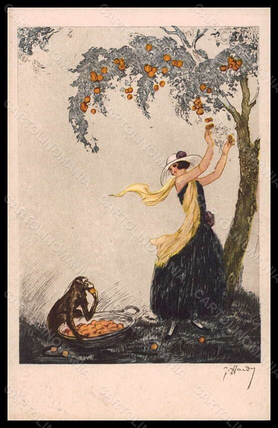 Artist Signed Hardy Fashion Glamour Lady Monkey serie 1964 postcard VK5724 – fronte