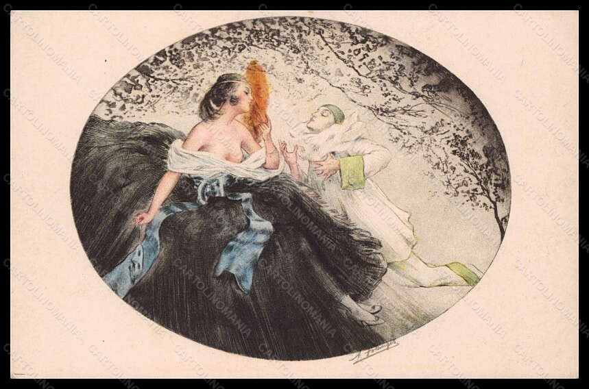 Artist Signed A. Solanges Risque Lady Pierrot serie 1960 postcard VK5725 – fronte
