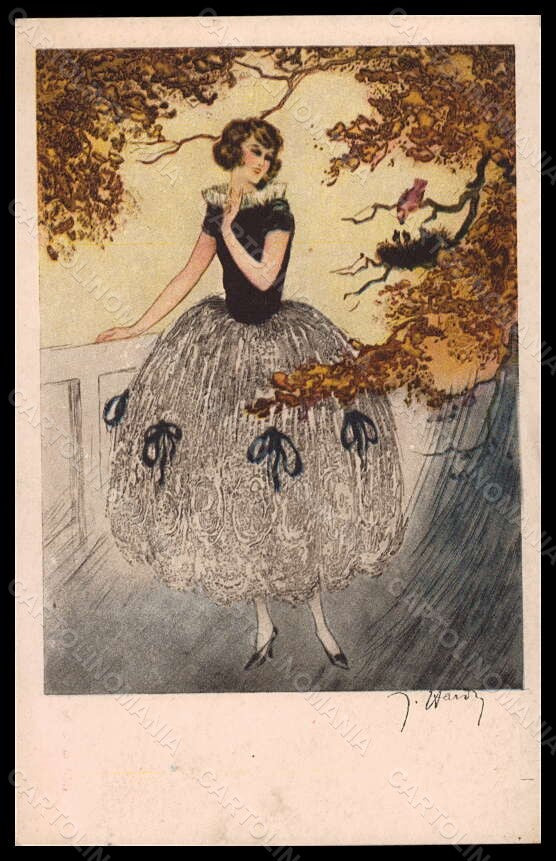 Artist Signed Illustratori Hardy Fashion Glamour Lady Birds serie 1962 pc VK5728 – fronte