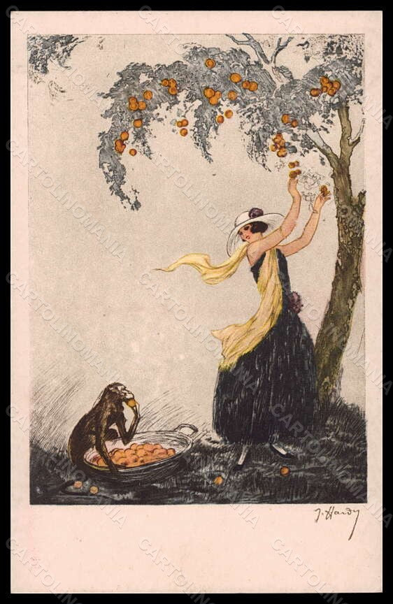 Artist Signed Hardy Fashion Glamour Lady Monkey serie 1964 postcard VK5733 – fronte