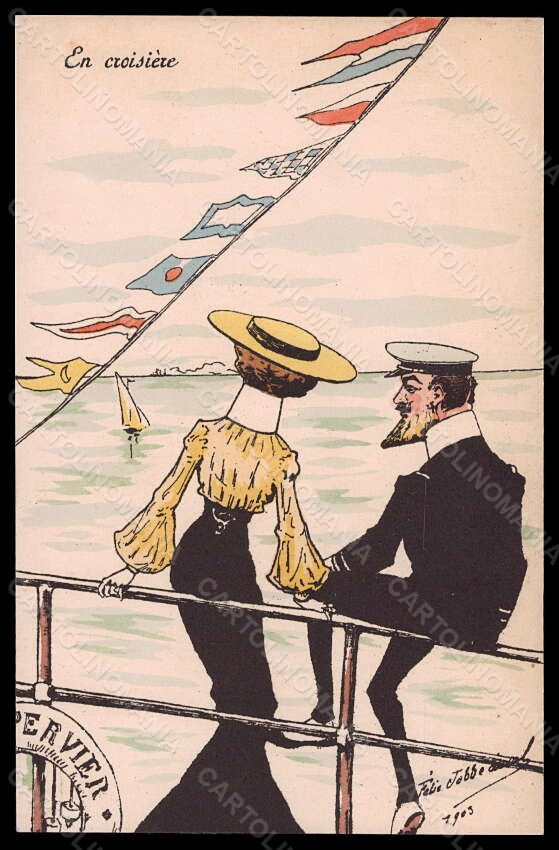 Artist Signed F. J. Duval Romantic Couple En Croisiere postcard VK5739 – fronte