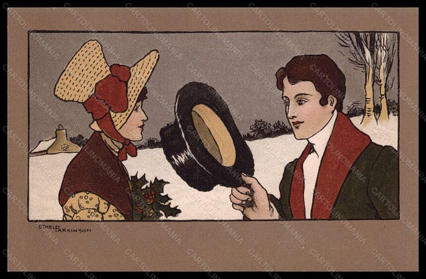 Artist Signed Ethel Parkinson Romantic Couple Lady MM Vienne 191 postcard VK5743 – fronte