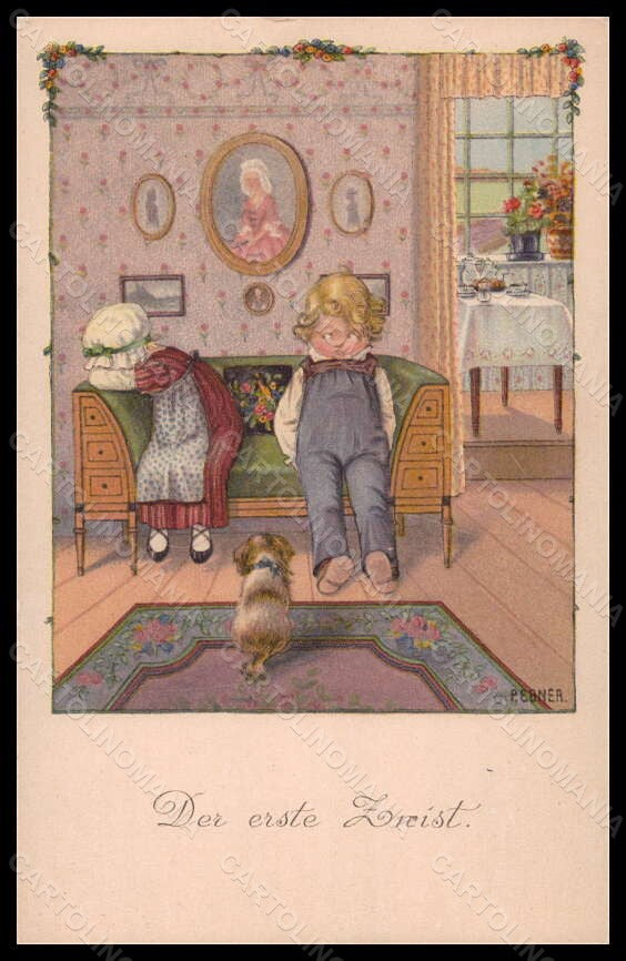 Artist Signed Pauli Ebner Children Dog MM Vienne 1158 postcard VK5759 – fronte