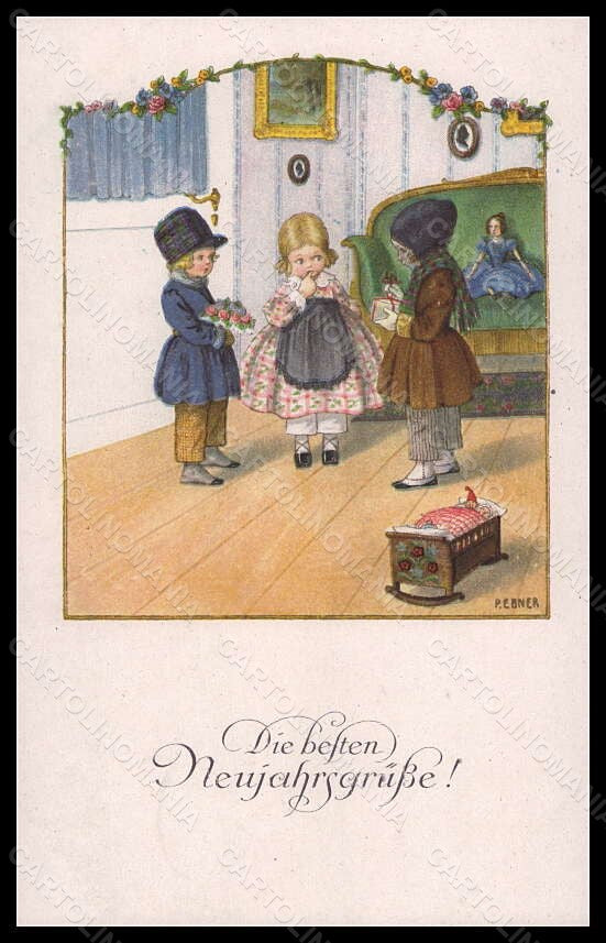 Artist Signed Pauli Ebner Children Doll MM Vienne 1202 postcard VK5763 – fronte