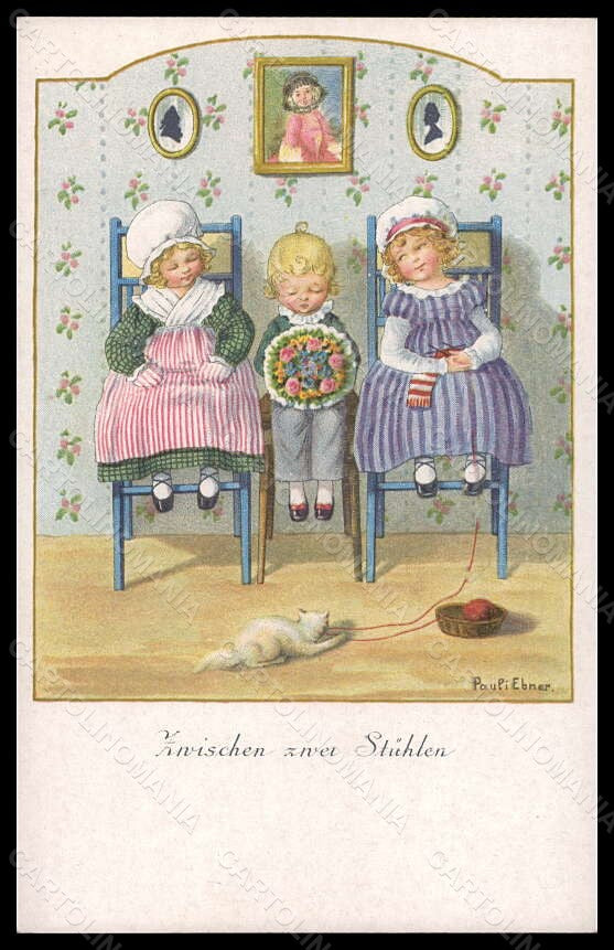 Artist Signed Pauli Ebner Children Cat MM Vienne serie 1270 postcard VK5770 – fronte