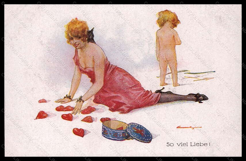 Artist Signed Illustratori Risque Lady Cupid serie 386 postcard VK5802 – fronte