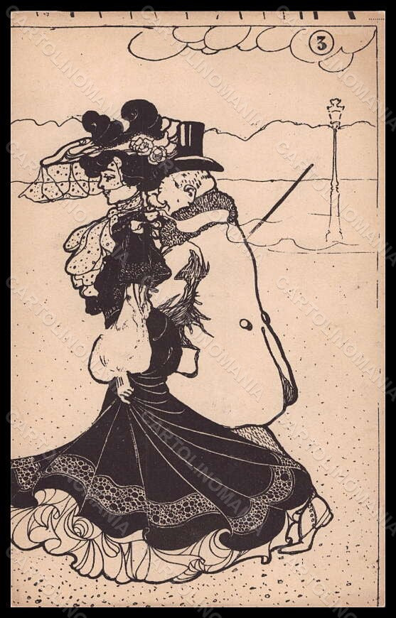 Artist Signed Illustratori Fashion Glamour Lady Man serie 3 postcard VK5804 – fronte