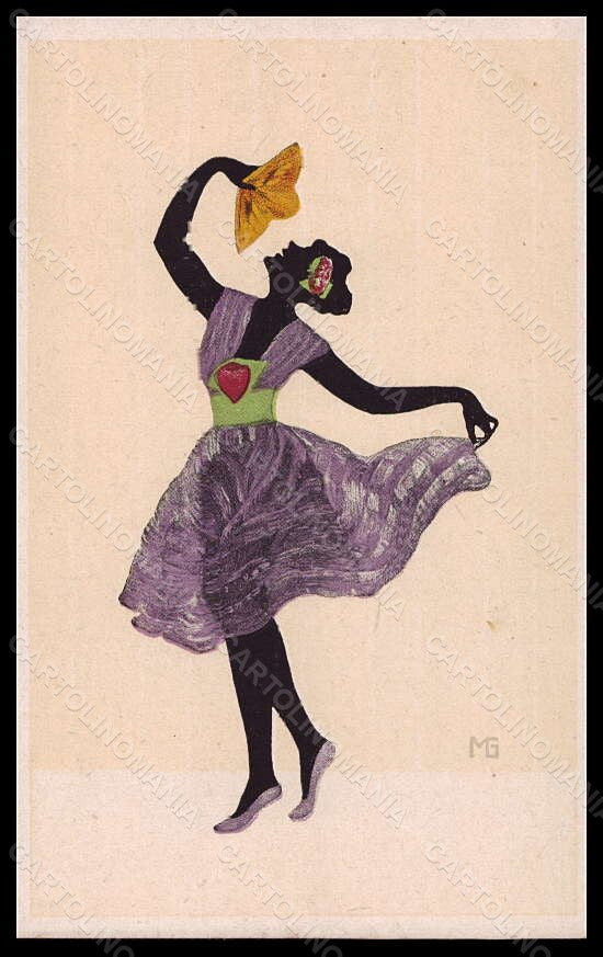 Artist Signed MG Marte Graf Lady Silhouette Dance serie 226 postcard VK5807 – fronte