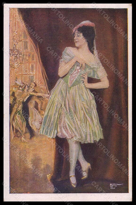 Artist Signed Franz Lowy Glamour Lady Ballerina Dance BKWI 200-7 pc VK5818 – fronte