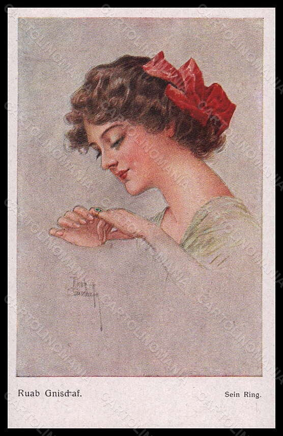 Artist Signed Illustratori Ruab Gnischaf Ring Lady serie 467 postcard VK5826 – fronte