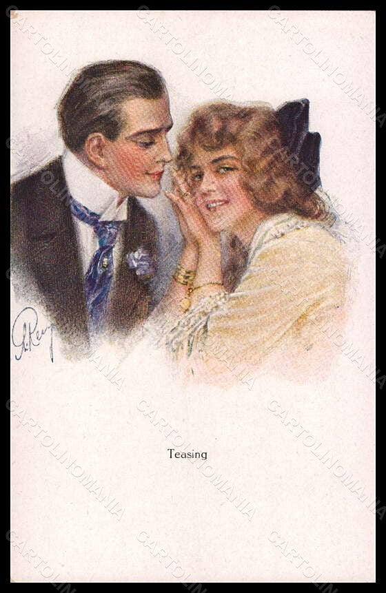 Artist Signed Illustratori A. Remy Romantic Couple Teasing Neury postcard VK5829 – fronte