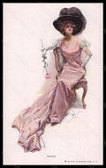 Artist Signed Harrison Fisher Fashion Glamour Lady Reinthal 201 postcard VK5832 – fronte