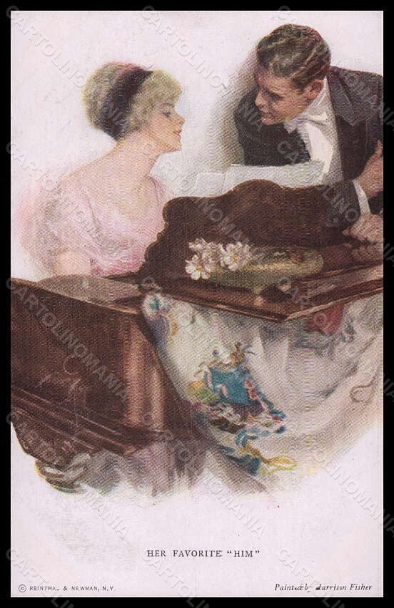 Artist Signed Harrison Fisher Romantic Couple Reinthal 769 postcard VK5833 – fronte