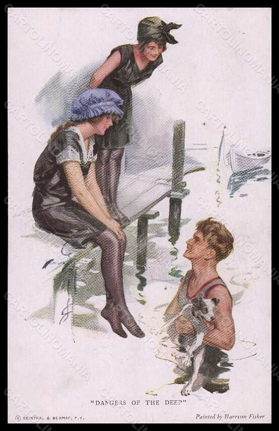 Artist Signed H. Fisher Lady Dangers of the Deep Jack Russell Dog 772 pc VK5835 – fronte