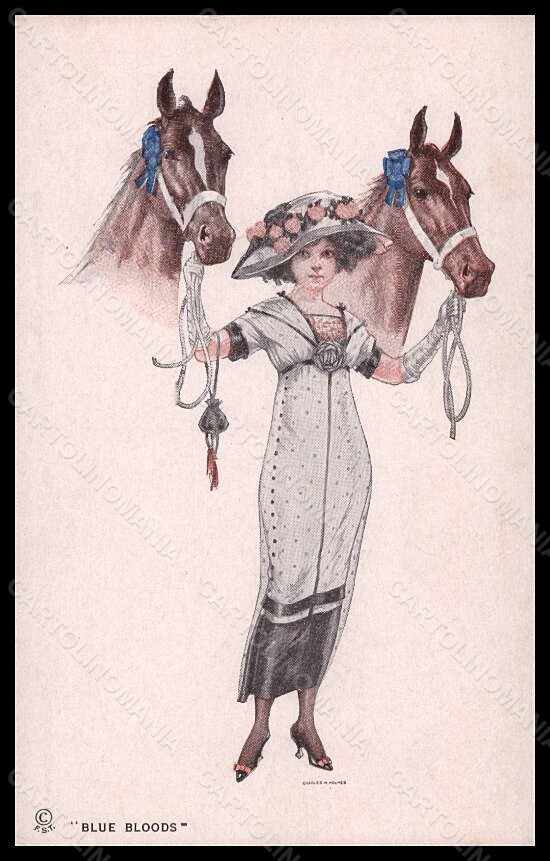 Artist Signed Illustratori Charles W. Holmes Lady Horse postcard VK5858 – fronte