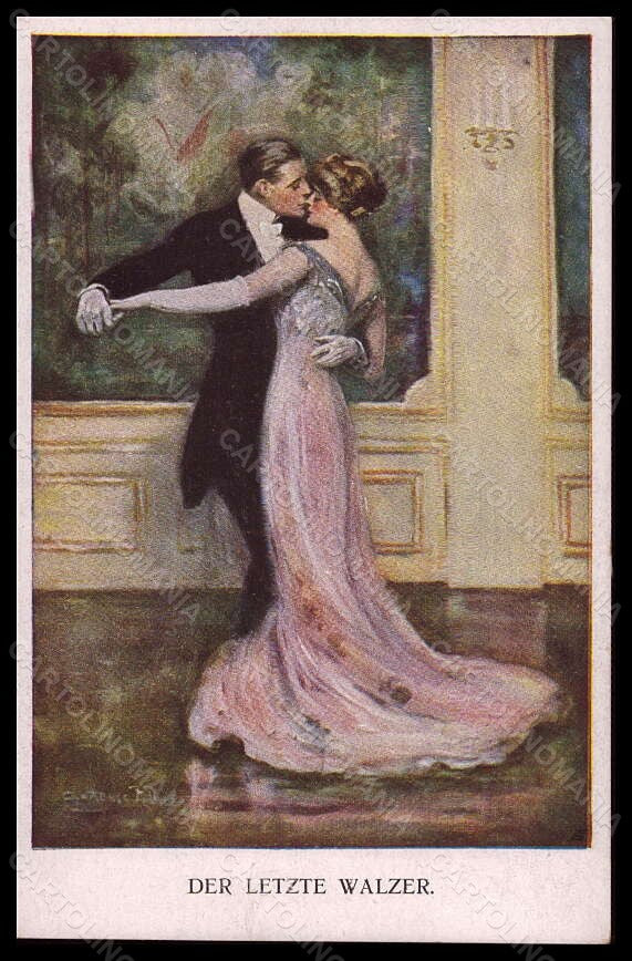 Artist Signed Clarence F. Underwood Lady Dance Walzer MM Vienne 742 A pc VK5862 – fronte