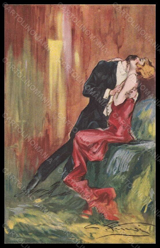 Artist Signed Illustratori Ferrari Romantic Kissing Couple serie 1191 pc VK5867 – fronte