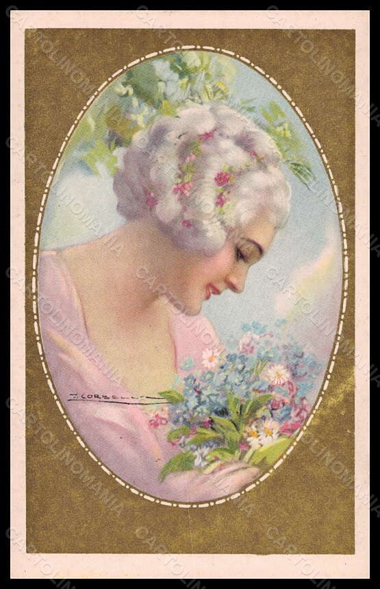 Artist Signed Illustratori T. Corbella Lady Flowers Degami 2287 postcard VK5889 – fronte