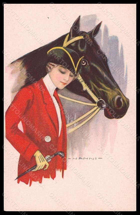Artist Signed Nanni Fashion Glamour Lady Horse serie 257-3 postcard VK5915 – fronte