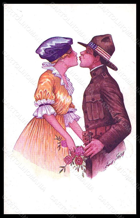 Artist Signed X. Sager Propaganda WW1 Lady Soldier Accord Parfait 88 pc VK5927 – fronte