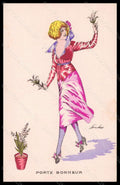 Artist Signed X. Sager Lady Luck Muguet de Mai Porte Bonheur NOYER 71 pc VK5932 – fronte