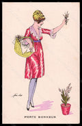 Artist Signed X. Sager Lady Luck Muguet de Mai Porte Bonheur NOYER 71 pc VK5933 – fronte