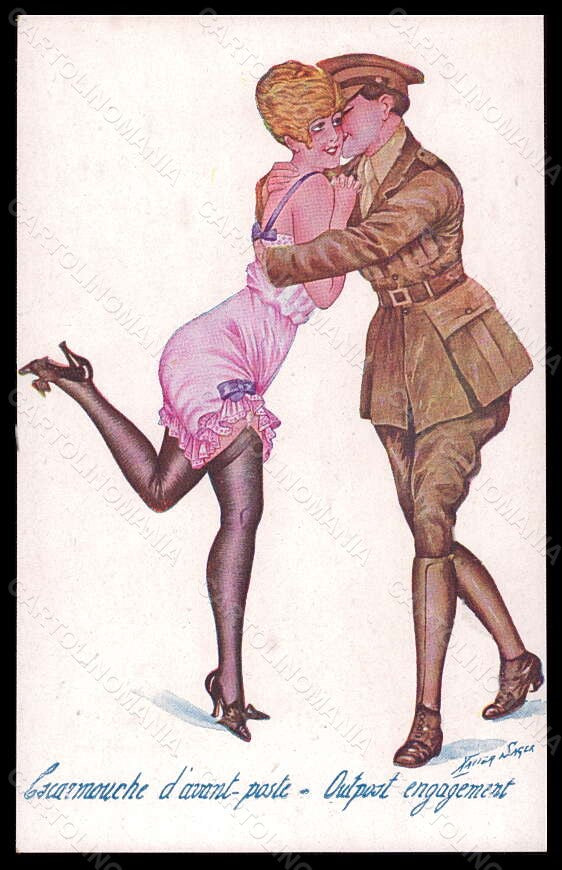 Artist Signed X. Sager Propaganda WW1 Risque Lady Soldier serie 36 pc VK5936 – fronte