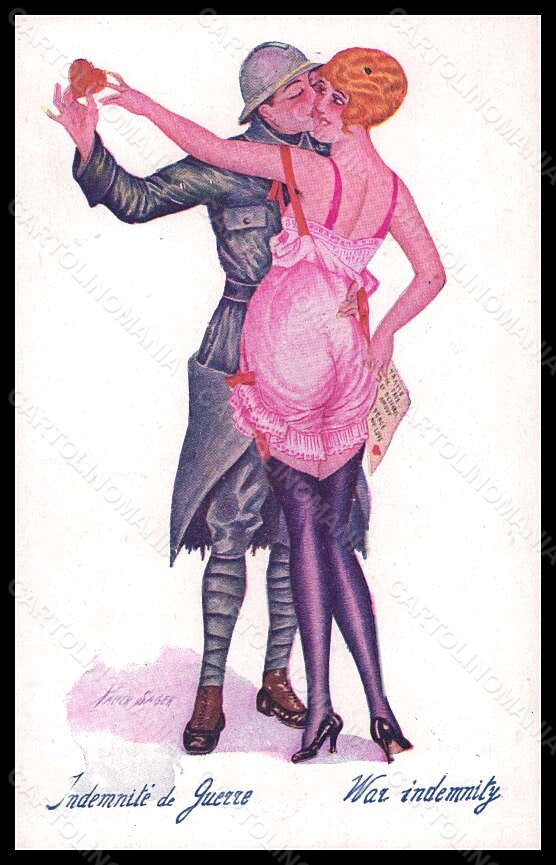 Artist Signed X. Sager Propaganda WW1 Risque Lady Soldier serie 36 pc VK5939 – fronte