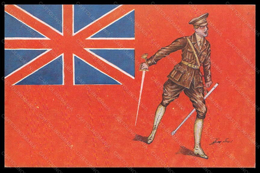 Artist Signed X. Sager Propaganda WW1 United Kingdom Soldier Flag 66 pc VK5944 – fronte