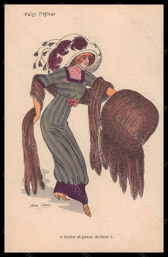 Artist Signed Xavier Sager Fashion Glamour Lady Mode Winter serie 4288 pc VK5947 – fronte