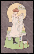 Artist Signed H. Morin Risque Lady Art Nouveau Keyhole postcard VK5960 – fronte