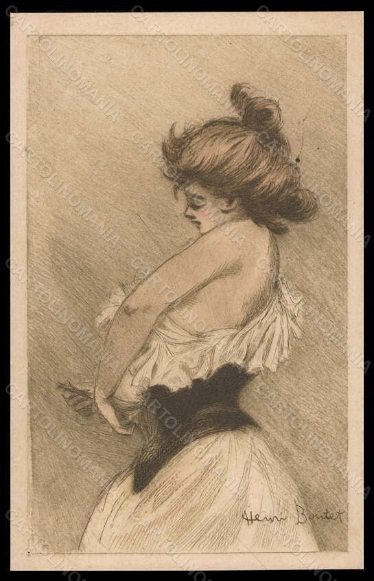 Artist Signed Illustratori H. Boutet Risque Lady Art Nouveau PIN HOLE pc VK5964 – fronte
