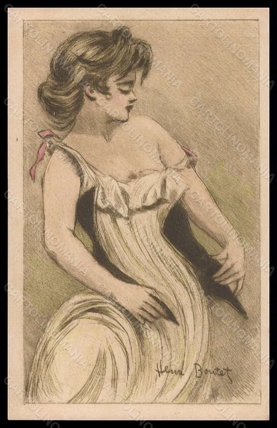 Artist Signed Illustratori H. Boutet Risque Lady Art Nouveau PIN HOLE pc VK5965 – fronte