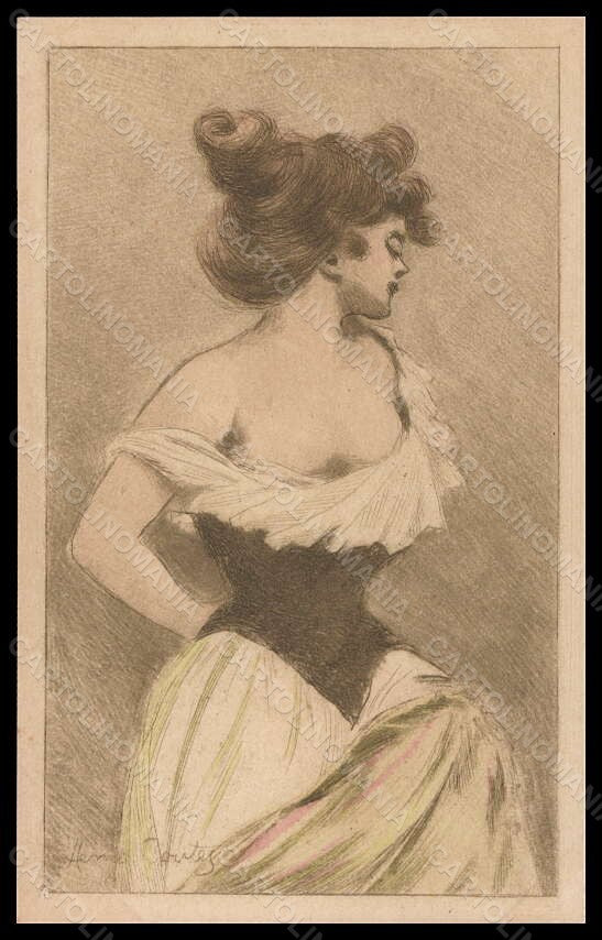 Artist Signed Illustratori H. Boutet Risque Lady Art Nouveau PIN HOLE pc VK5966 – fronte
