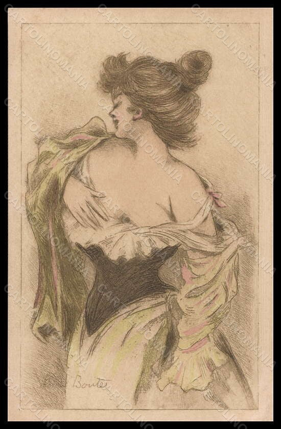 Artist Signed Illustratori H. Boutet Risque Lady Art Nouveau PIN HOLE pc VK5967 – fronte
