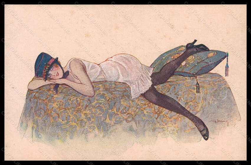 Artist Signed A. Jarach Risque Lady Rue de la Paix serie 161 pc VK5969 – fronte