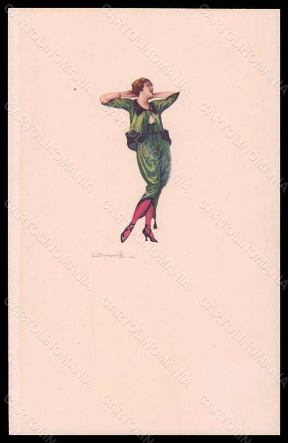 Artist Signed Bompard Fashion Glamour Lady Mode serie 934M-4 pc VK5974 – fronte
