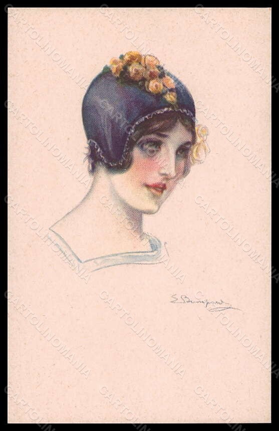 Artist Signed Bompard Fashion Glamour Lady Mode serie 914-1 pc VK5976 – fronte
